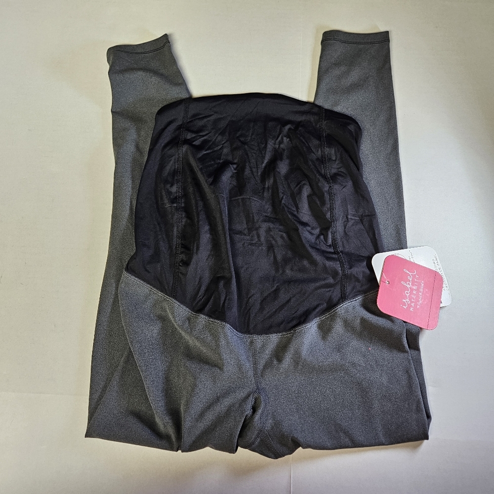 Isabel Maternity XS Crossover Panel Gray and‎ Black Leggings